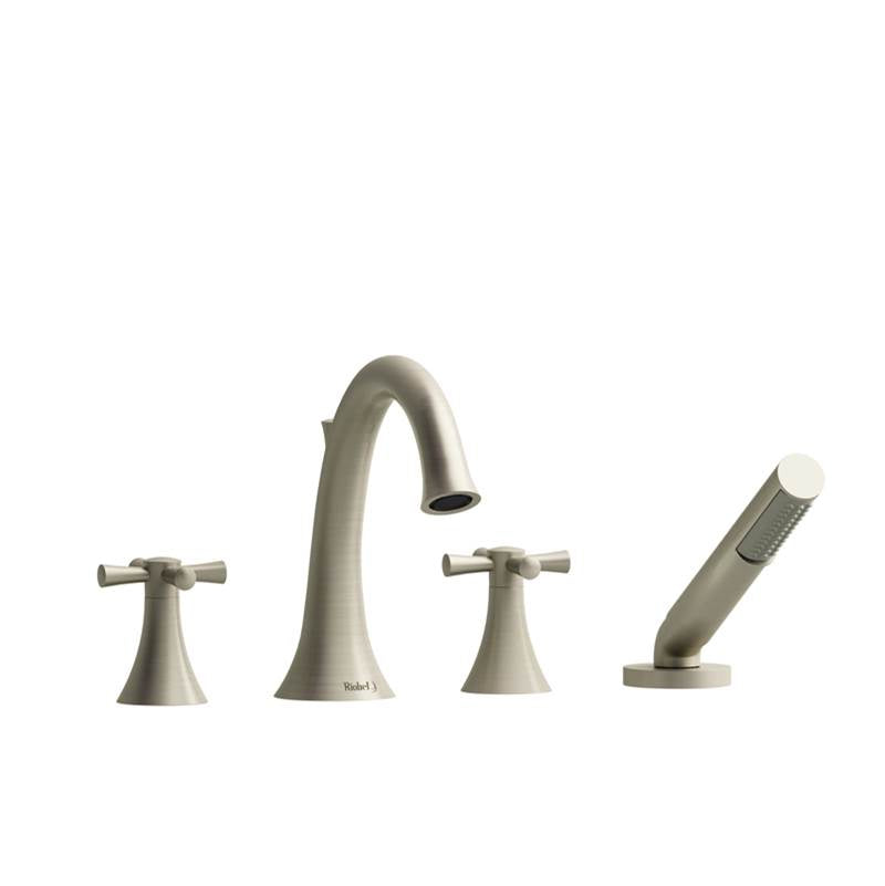 Riobel - Edge 4-Hole Deck Mount Tub Filler - Brushed Nickel