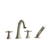 Riobel - Edge 4-Hole Deck Mount Tub Filler - Brushed Nickel