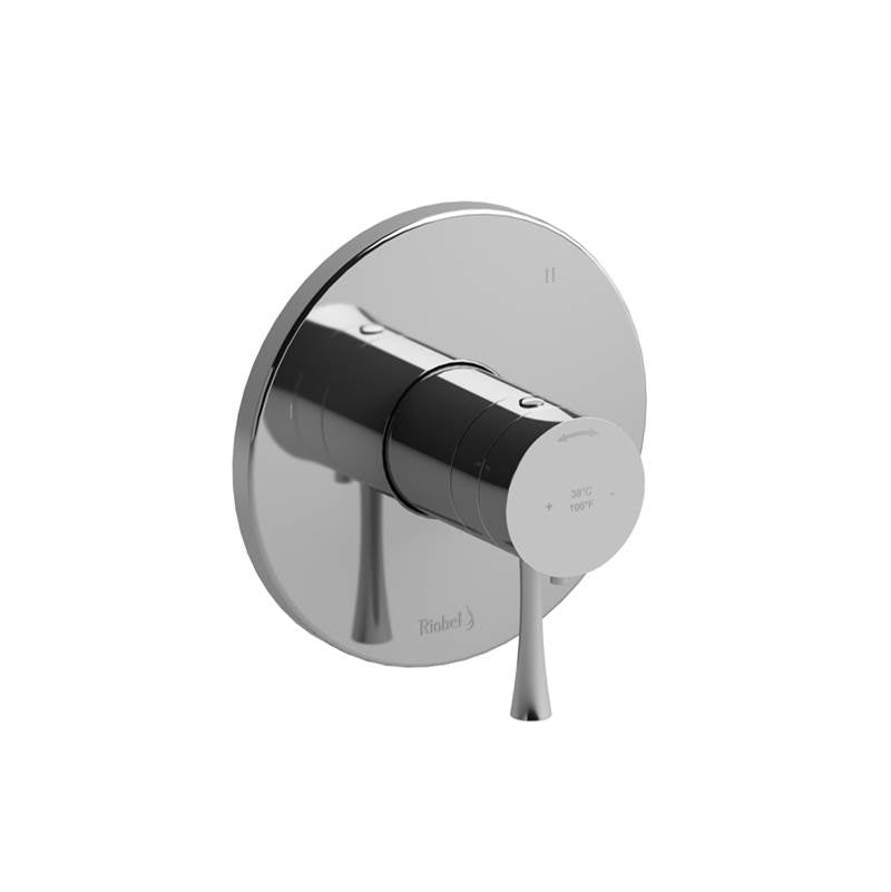 Riobel - Edge 1/2'' Therm & Pressure Balance Trim With 5 Functions - Chrome