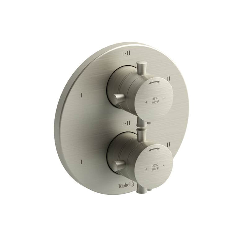 Riobel - Edge 3/4'' Therm & Pressure Balance Trim With 6 Functions - Brushed Nickel