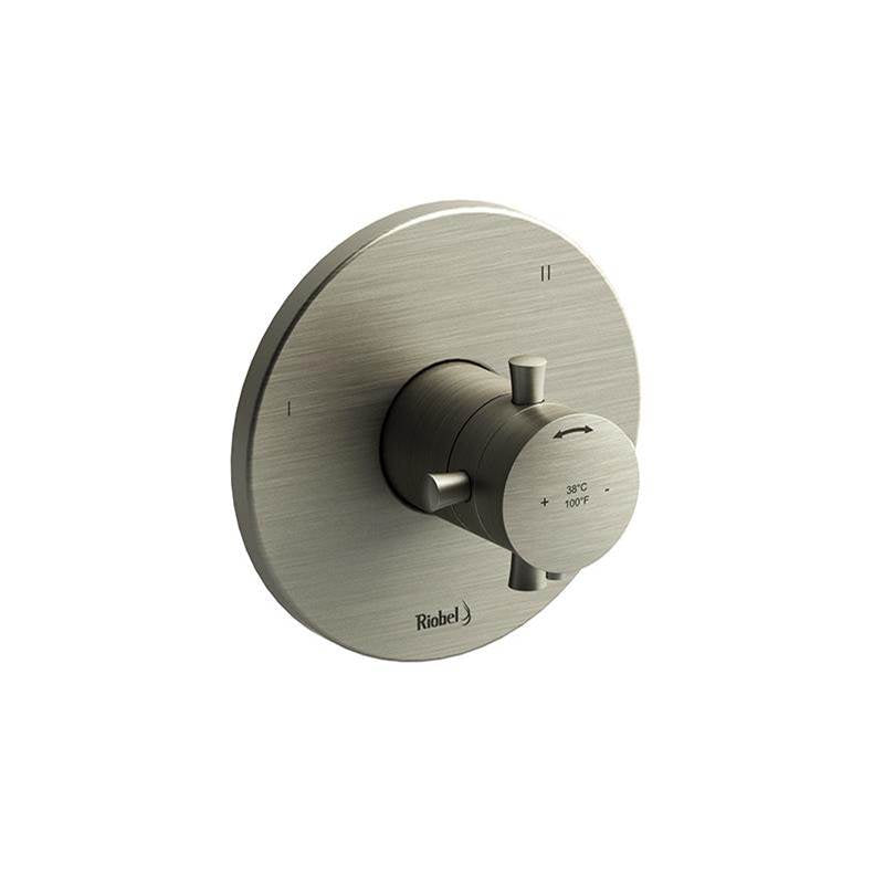Riobel - Edge 1/2'' Therm & Pressure Balance Trim With 3 Functions - Brushed Nickel