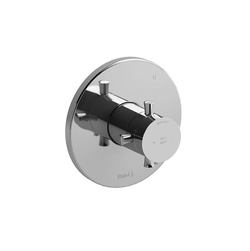 Riobel - Edge 1/2'' Therm & Pressure Balance Trim With 3 Functions - Chrome