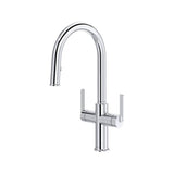 Riobel - AuthenticaE Two Handle Pull-Down Kitchen Faucet With C-Spout - Chrome