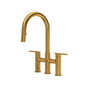Riobel - LateralE Bridge Pull-Down Kitchen Faucet With C-Spout - Brushed Gold