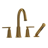 Riobel - MomentiE 4-Hole Deck Mount Tub Filler With C-Spout - Brushed Gold