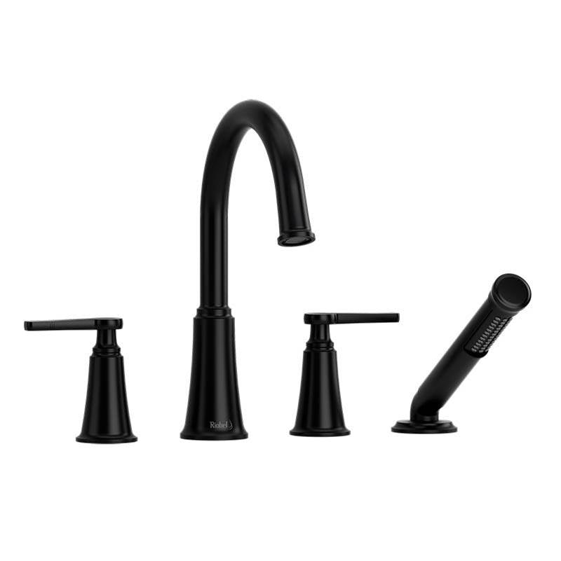 Riobel - MomentiE 4-Hole Deck Mount Tub Filler With C-Spout - Black