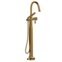 Riobel - MomentiE Single Hole Floor Mount Tub Filler Trim With C-Spout - Brushed Gold