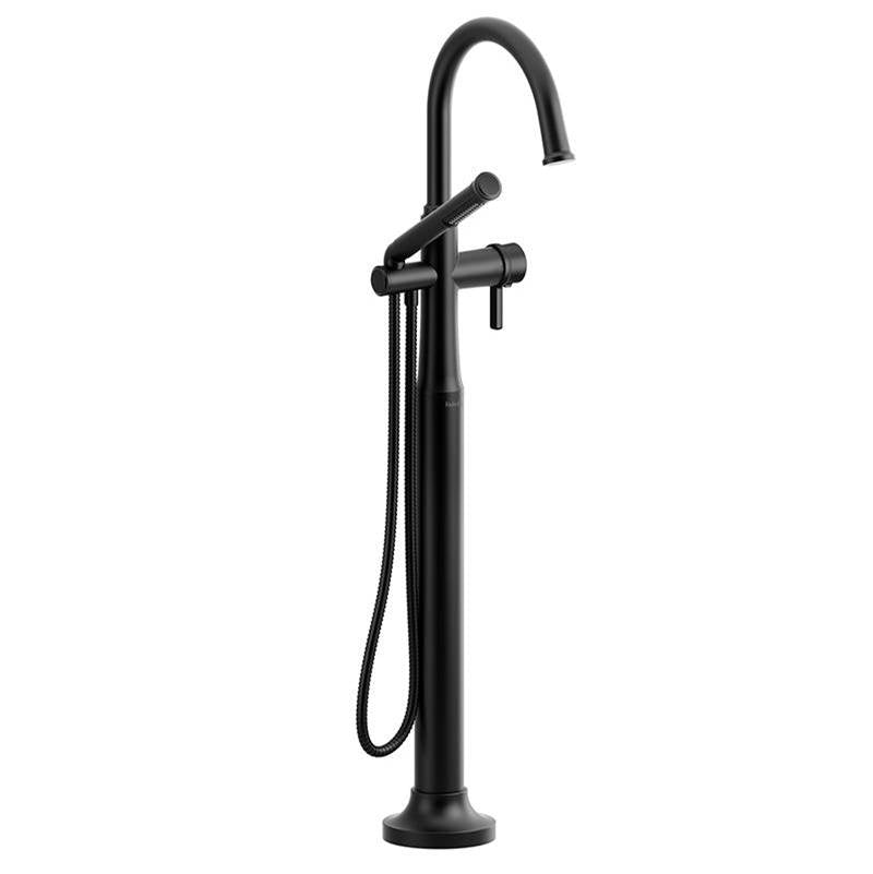 Riobel - MomentiE Single Hole Floor Mount Tub Filler Trim With C-Spout - Black