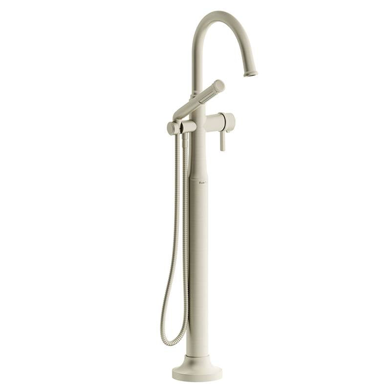 Riobel - MomentiE Single Hole Floor Mount Tub Filler Trim With C-Spout - Brushed Nickel