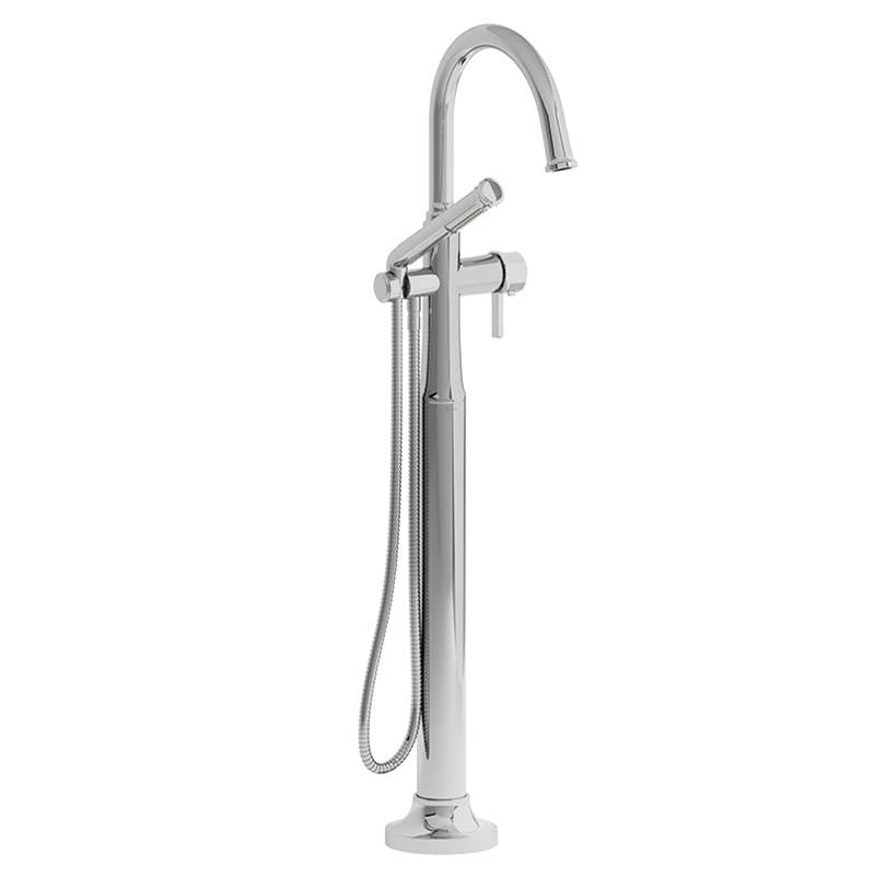 Riobel - MomentiE Single Hole Floor Mount Tub Filler Trim With C-Spout - Chrome