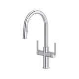 Riobel - AuthenticaE Two Handle Pull-Down Kitchen Faucet With C-Spout - Stainless Steel