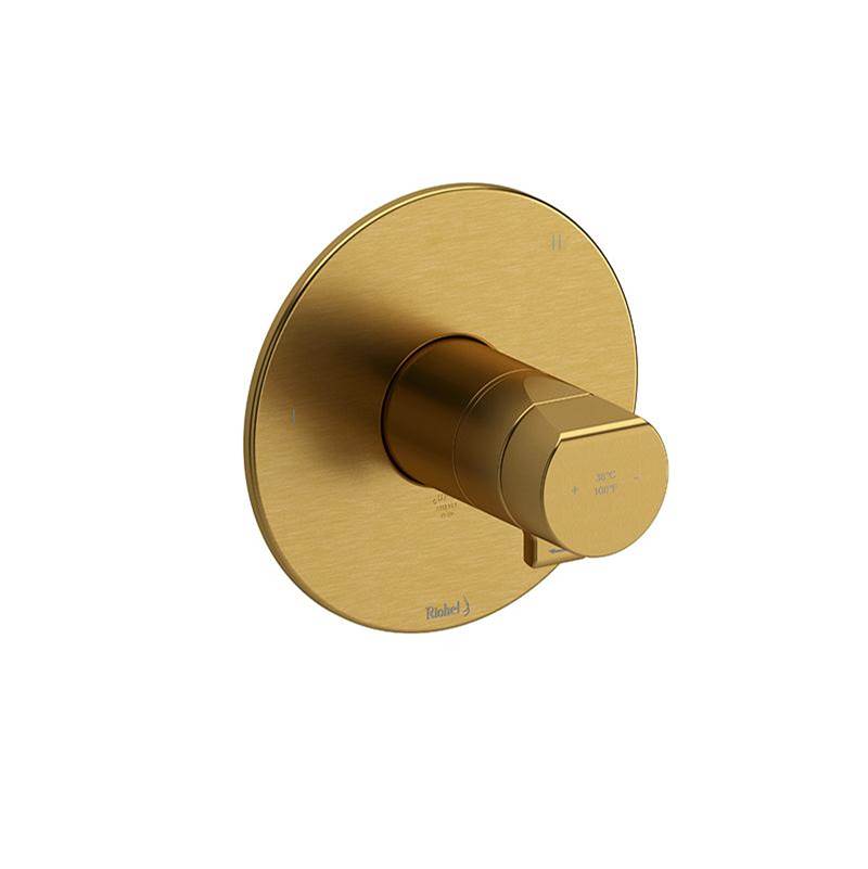 Riobel - ParabolaE 1/2'' Therm & Pressure Balance Trim With 3 Functions - Brushed Gold