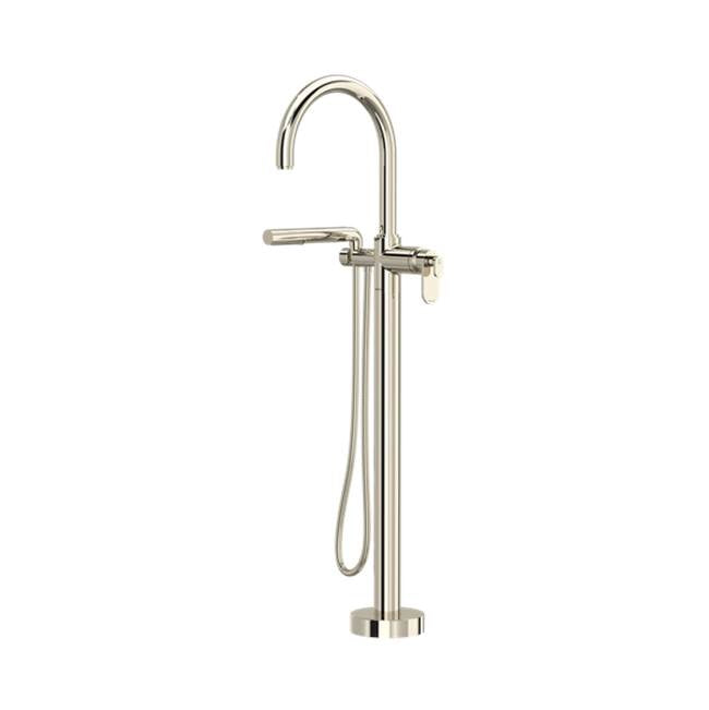 Riobel - ArcaE Thermostatic Single  Hole Floor Mount Tub Filler Trim - Polished Nickel