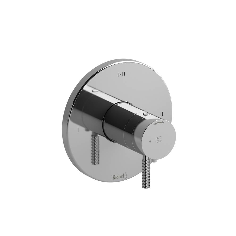 Riobel - RiuE 1/2'' Therm & Pressure Balance Trim With 3 Functions - Chrome