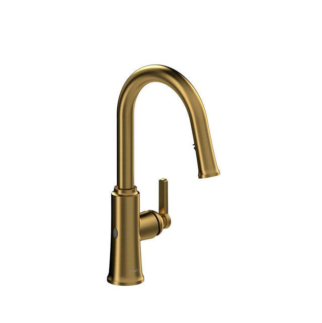 Riobel - TrattoriaE Pull-Down Touchless Kitchen Faucet With C-Spout - Brushed Gold