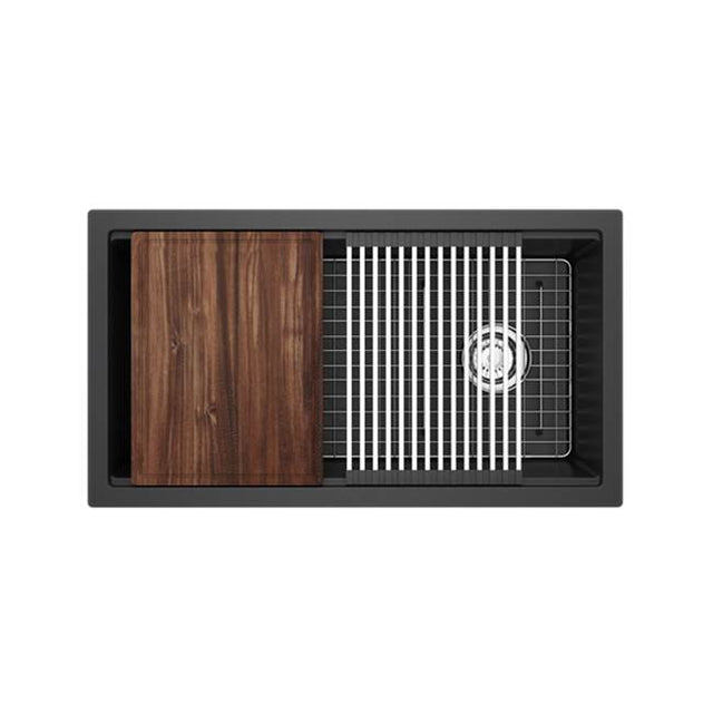 Riobel - FonsaE 33'' Quartz Chef/Workstation Sink With Accessories - Black