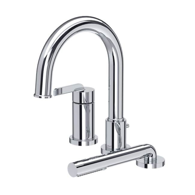 Riobel - AuthenticaE 3-Hole Pressure Balance Deck Mount Tub Filler Trim - Chrome