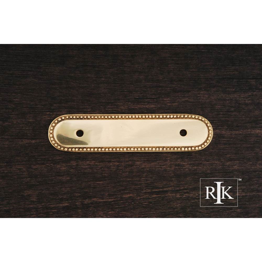 RK International - Beaded Oblong Pull Backplate - Polished Brass