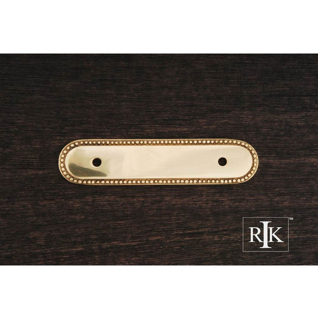RK International - Beaded Oblong Pull Backplate - Polished Brass