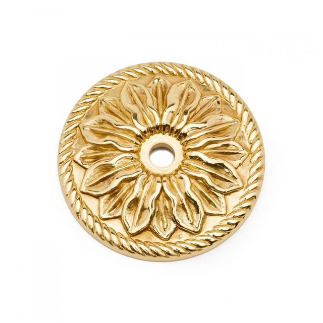 RK International - Flower Knob Backplate - Polished Brass