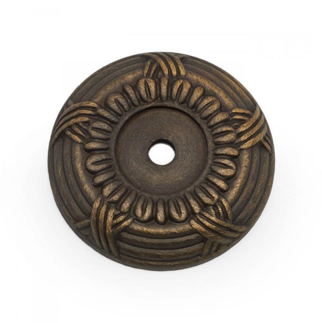 RK International - Cross and Petal Knob Backplate - Antique English