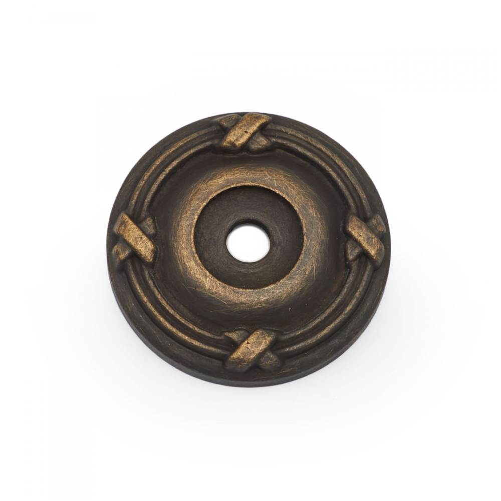RK International - Line and Cross Knob Backplate - Antique English
