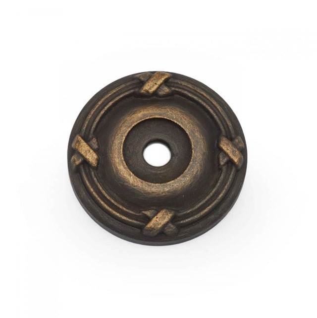 RK International - Line and Cross Knob Backplate - Antique English
