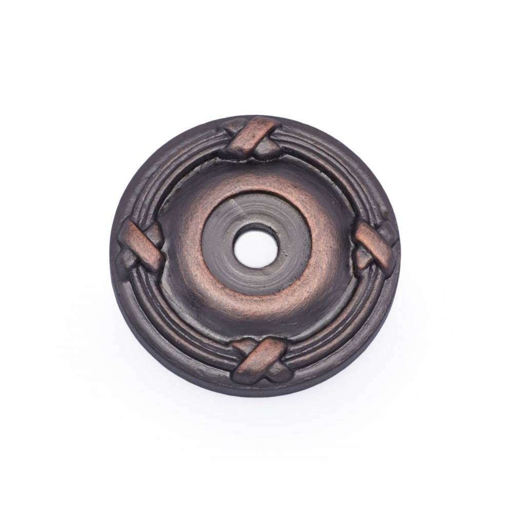 RK International - Line and Cross Knob Backplate - Distressed Copper