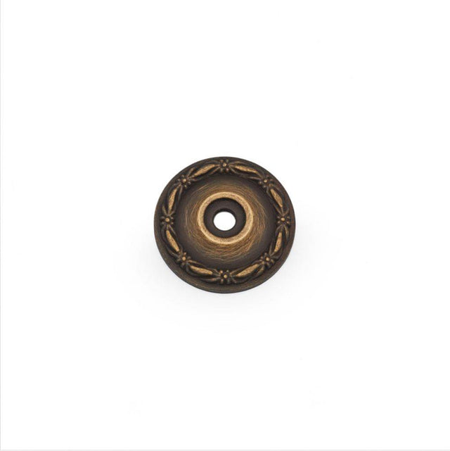 RK International - Flat Deco-Leaf Knob Backplate - Antique English