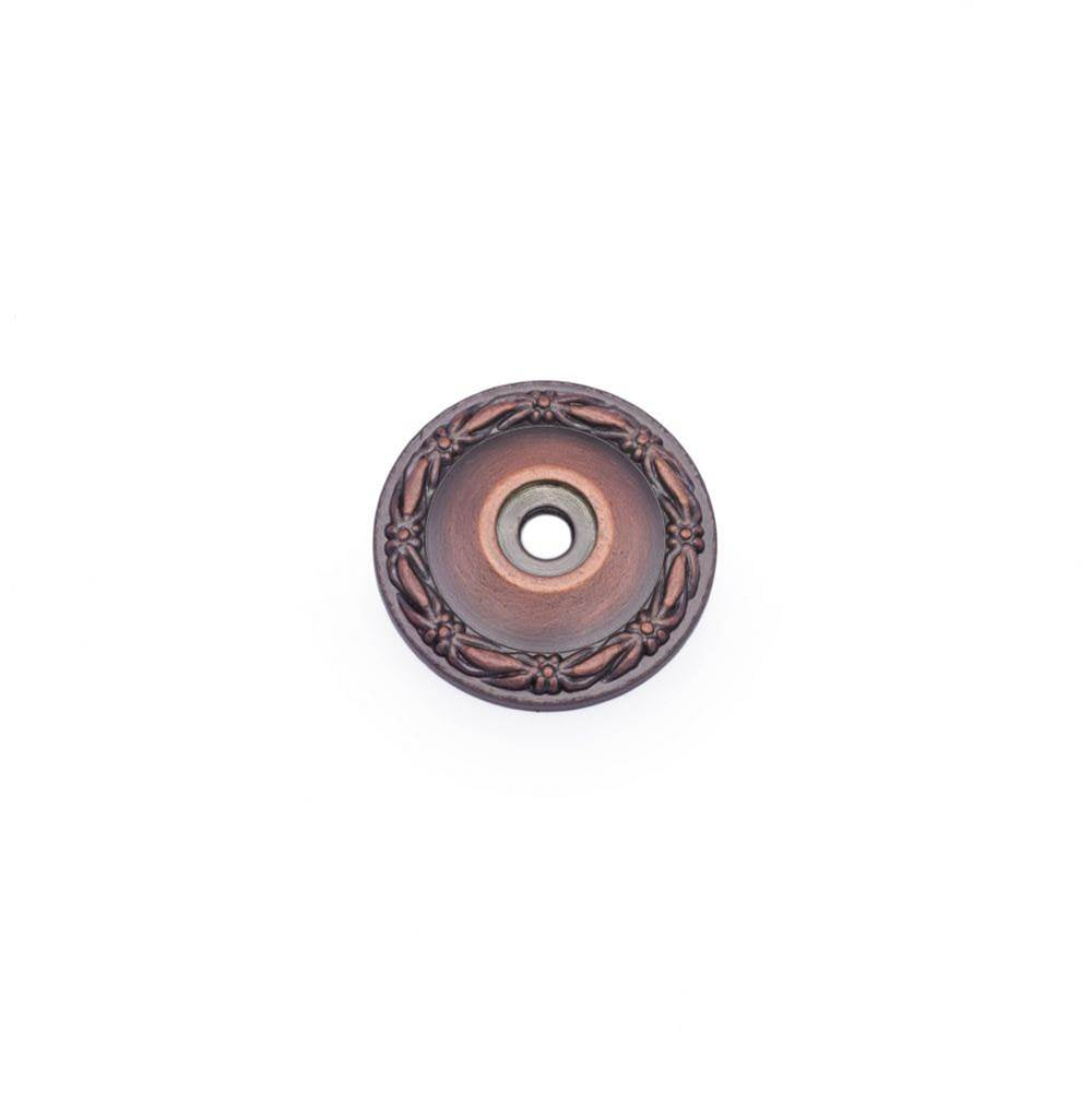 RK International - Flat Deco-Leaf Knob Backplate - Distressed Copper