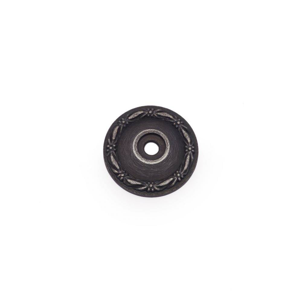 RK International - Flat Deco-Leaf Knob Backplate - Distressed Nickel