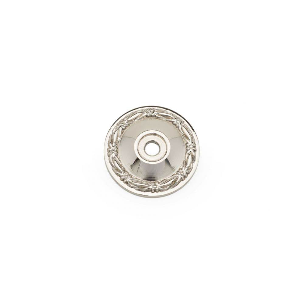 RK International - Flat Deco-Leaf Knob Backplate - Polished Nickel