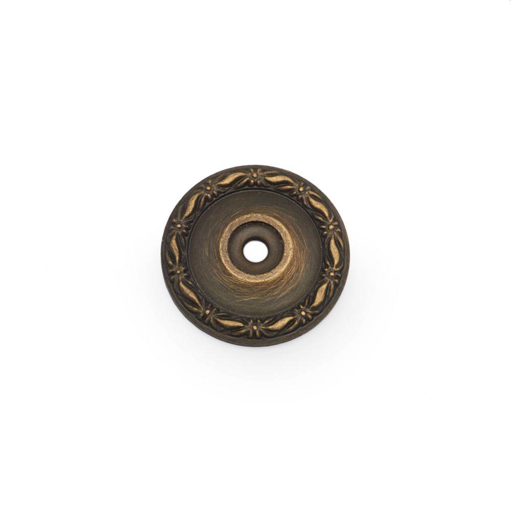 RK International - Flat Deco-Leaf Knob Backplate - Antique English