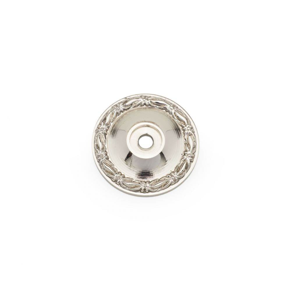 RK International - Flat Deco-Leaf Knob Backplate - Polished Nickel