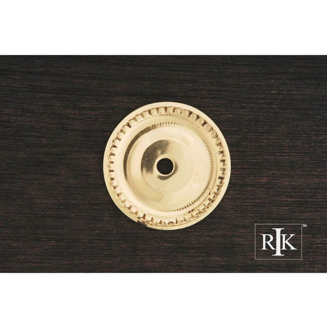 RK International - Beaded Single Hole Backplate - Polished Brass