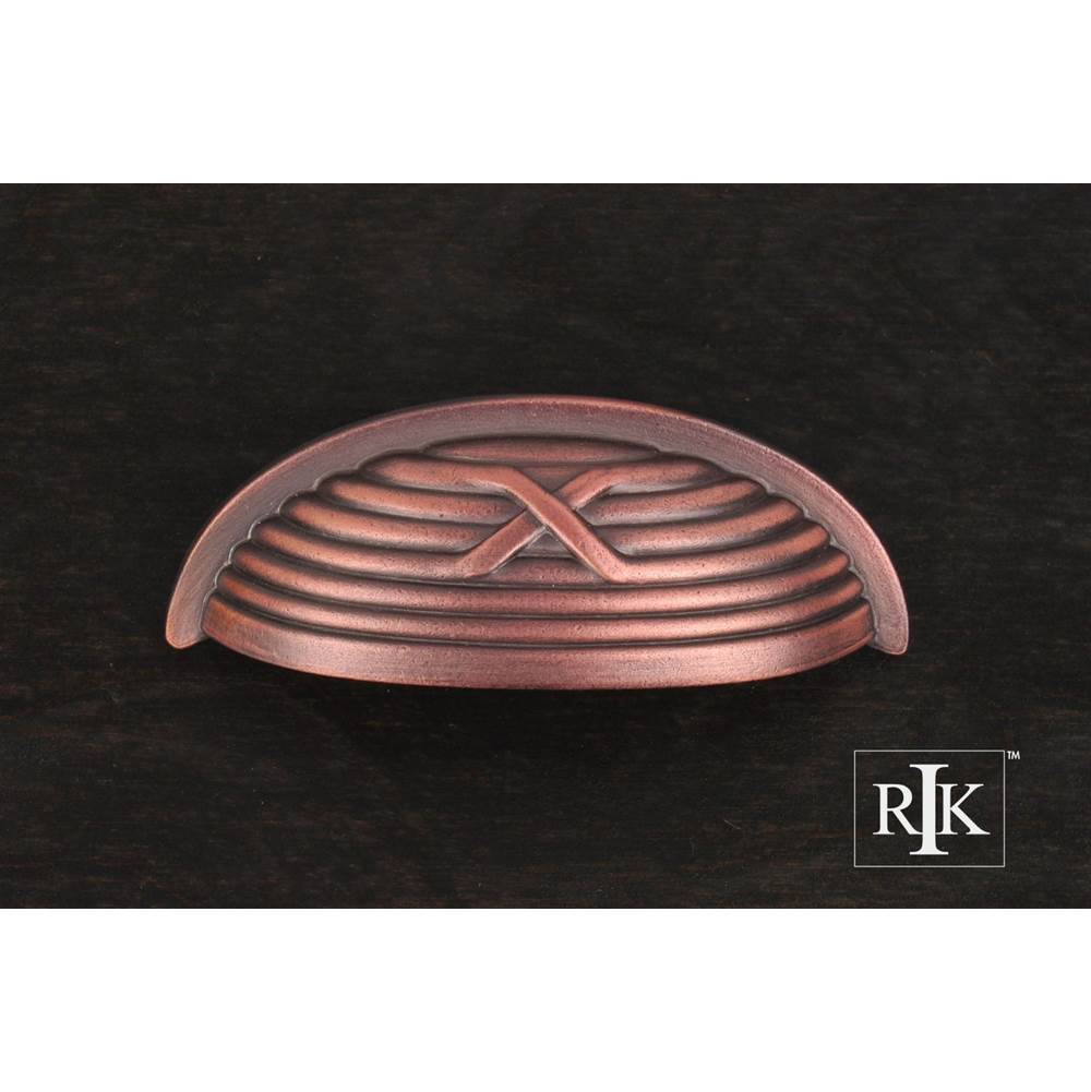 RK International - Lines and Single Cross Rounded Cup Pull - Distressed Copper