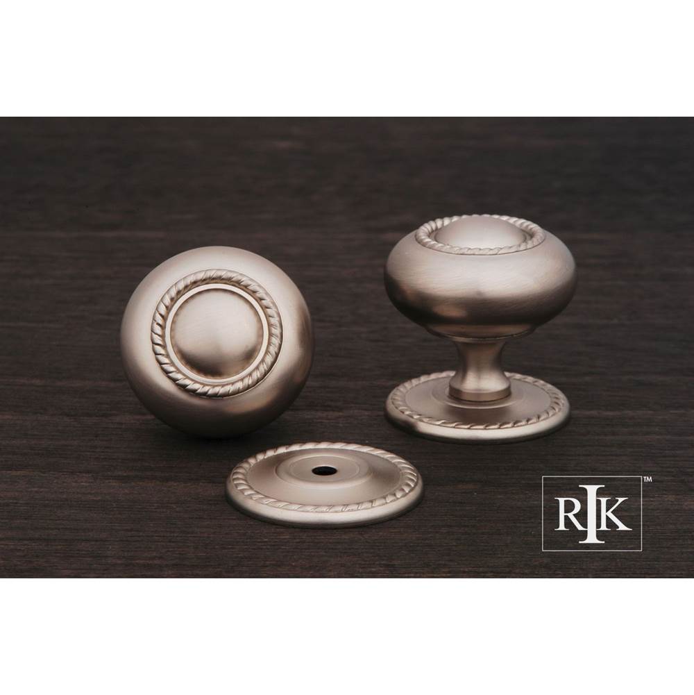 RK International - Large Rope Knob with Detachable Back Plate - Satin Nickel