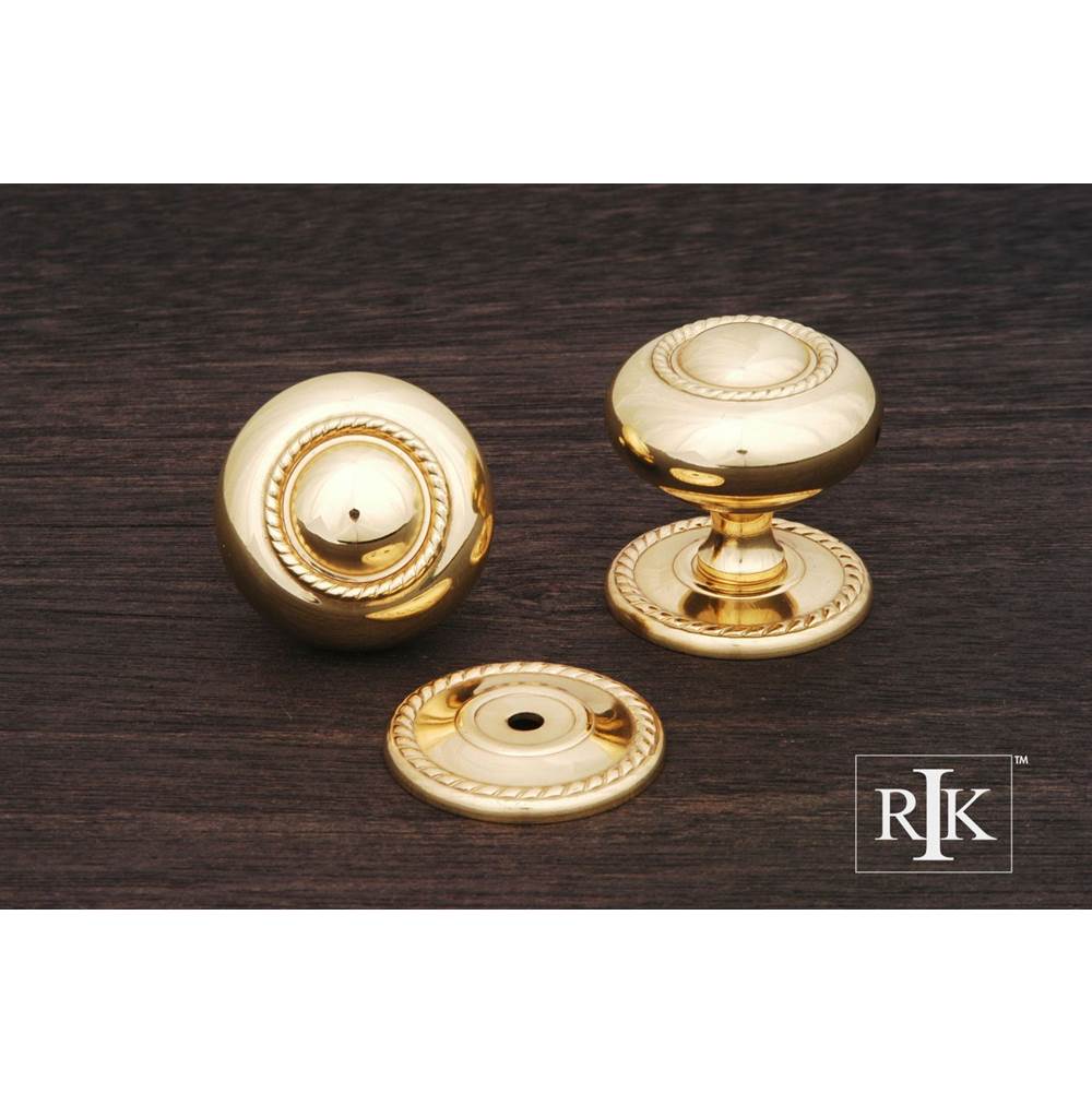 RK International - Large Rope Knob with Detachable Back Plate - Polished Brass