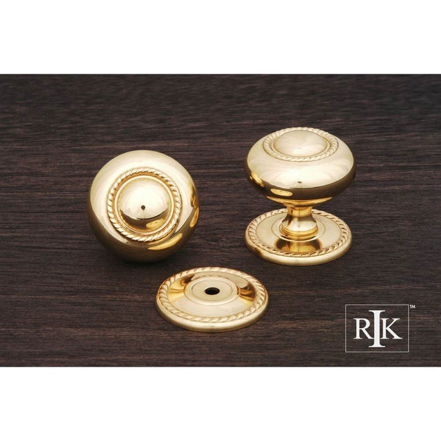 RK International - Large Rope Knob with Detachable Back Plate - Polished Brass