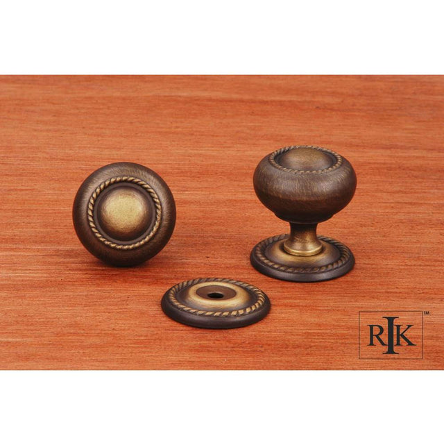RK International - Small Rope Knob with Detachable Back Plate - Antique English