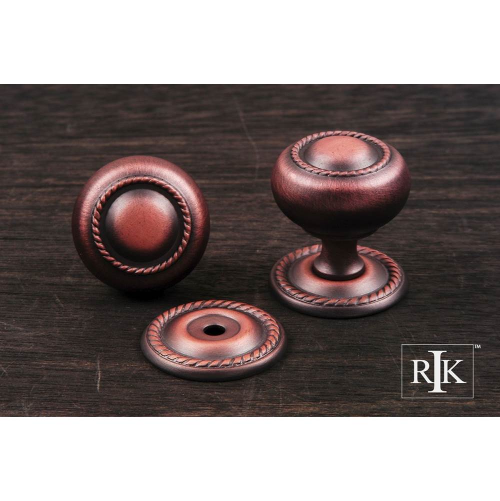 RK International - Small Rope Knob with Detachable Back Plate - Distressed Copper