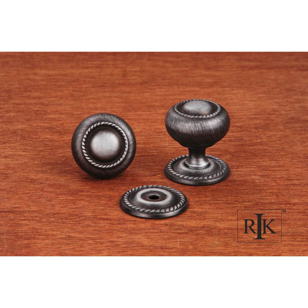 RK International - Small Rope Knob with Detachable Back Plate - Distressed Nickel