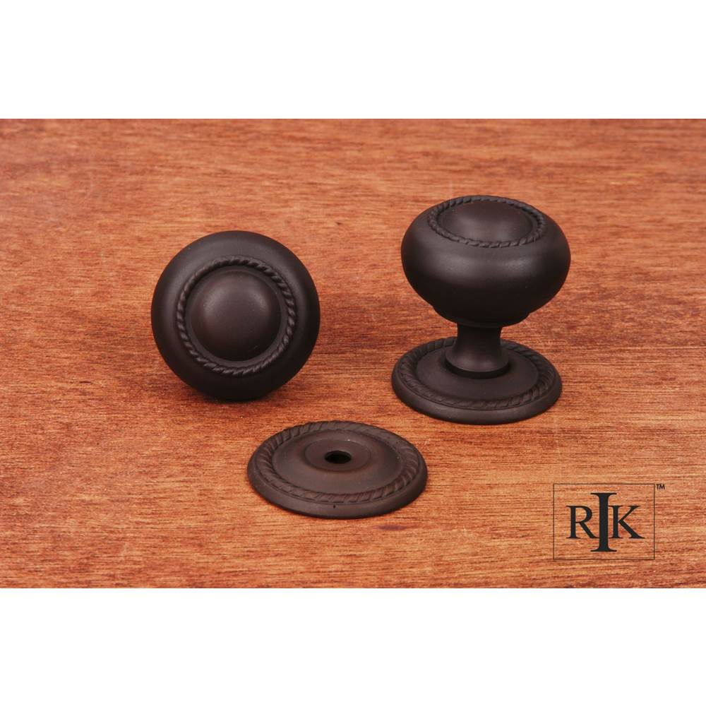 RK International - Small Rope Knob with Detachable Back Plate - Oil Rubbed Bronze