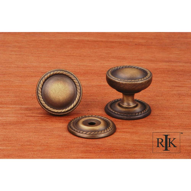 RK International - Flat Rope Knob with Detachable Back Plate - Antique English