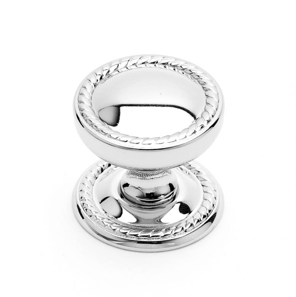 RK International - Flat Rope Knob with Detachable Back Plate - Polished Nickel