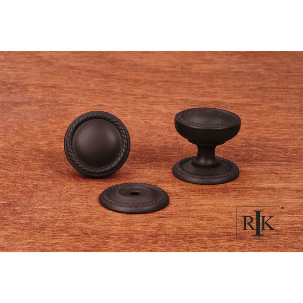 RK International - Flat Rope Knob with Detachable Back Plate - Oil Rubbed Bronze