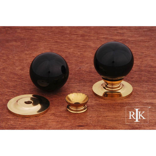 RK International - Large Globe Porcelain Knob - Black,Polished Brass