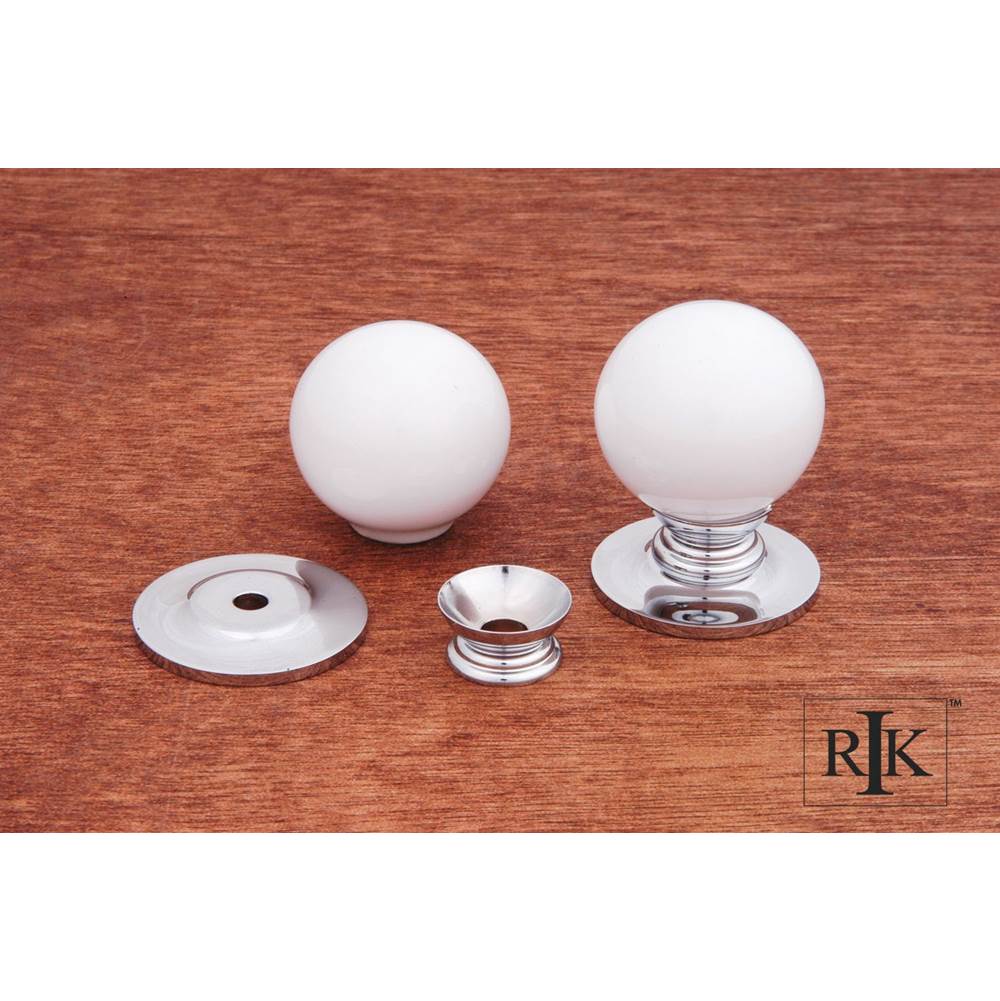 RK International - Large Globe Porcelain Knob - White,Chrome