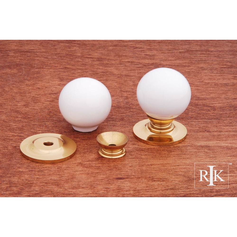 RK International - Large Globe Porcelain Knob - White,Polished Brass