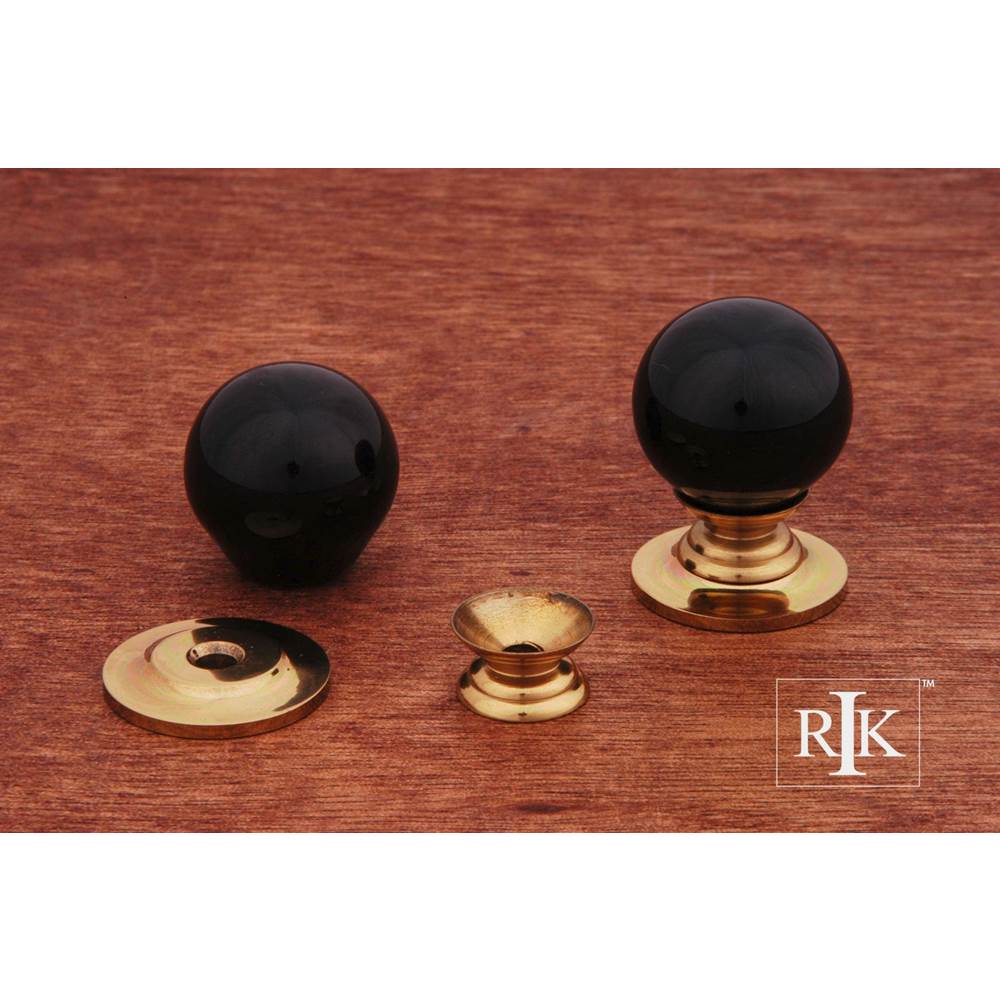 RK International - Small Globe Porcelain Knob - Black,Polished Brass